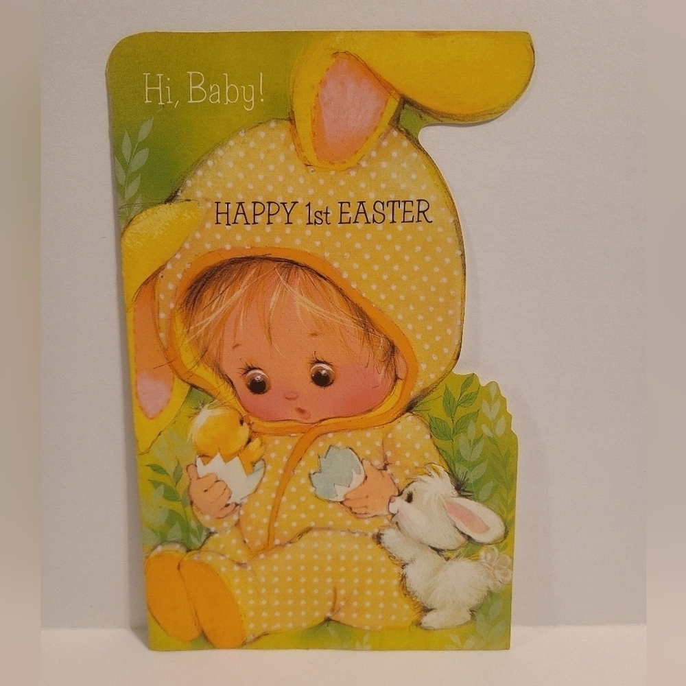 Vintage Forget Me Not Baby's 1st Easter Card - New with Envelope